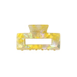 Victoria large rectangular claw clip in Citrus iridescent yellow pearl cellulose acetate