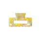 Victoria large rectangular claw clip in Citrus iridescent yellow pearl cellulose acetate