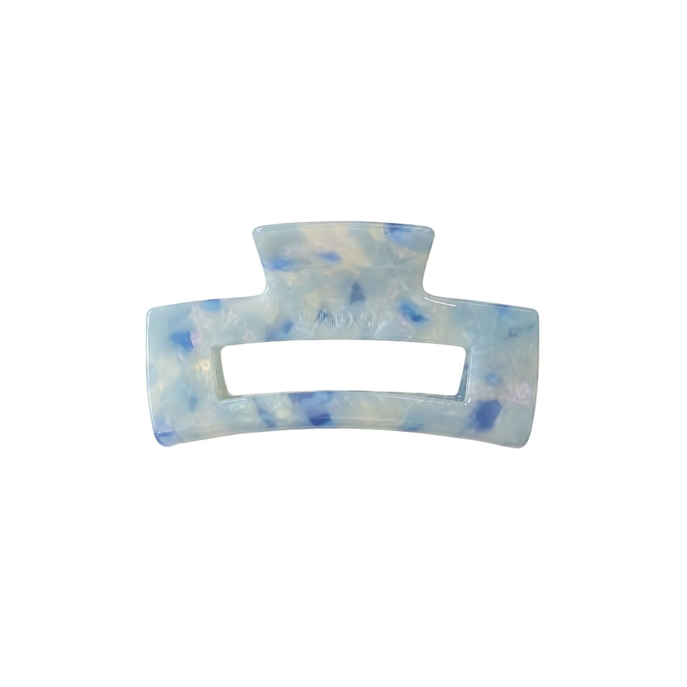 Victoria large rectangular claw clip in Cloud pale-blue speckled marble cellulose acetate