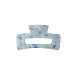 Victoria large rectangular claw clip in Cloud pale-blue speckled marble cellulose acetate