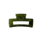 Victoria large rectangular claw clip in Matcha olive-green marble cellulose acetate