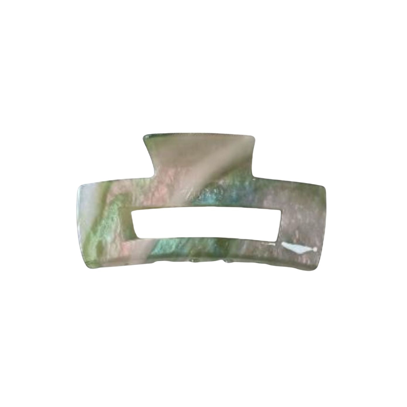 Victoria large rectangular claw clip in Opal Sage iridescent green-pink cellulose acetate