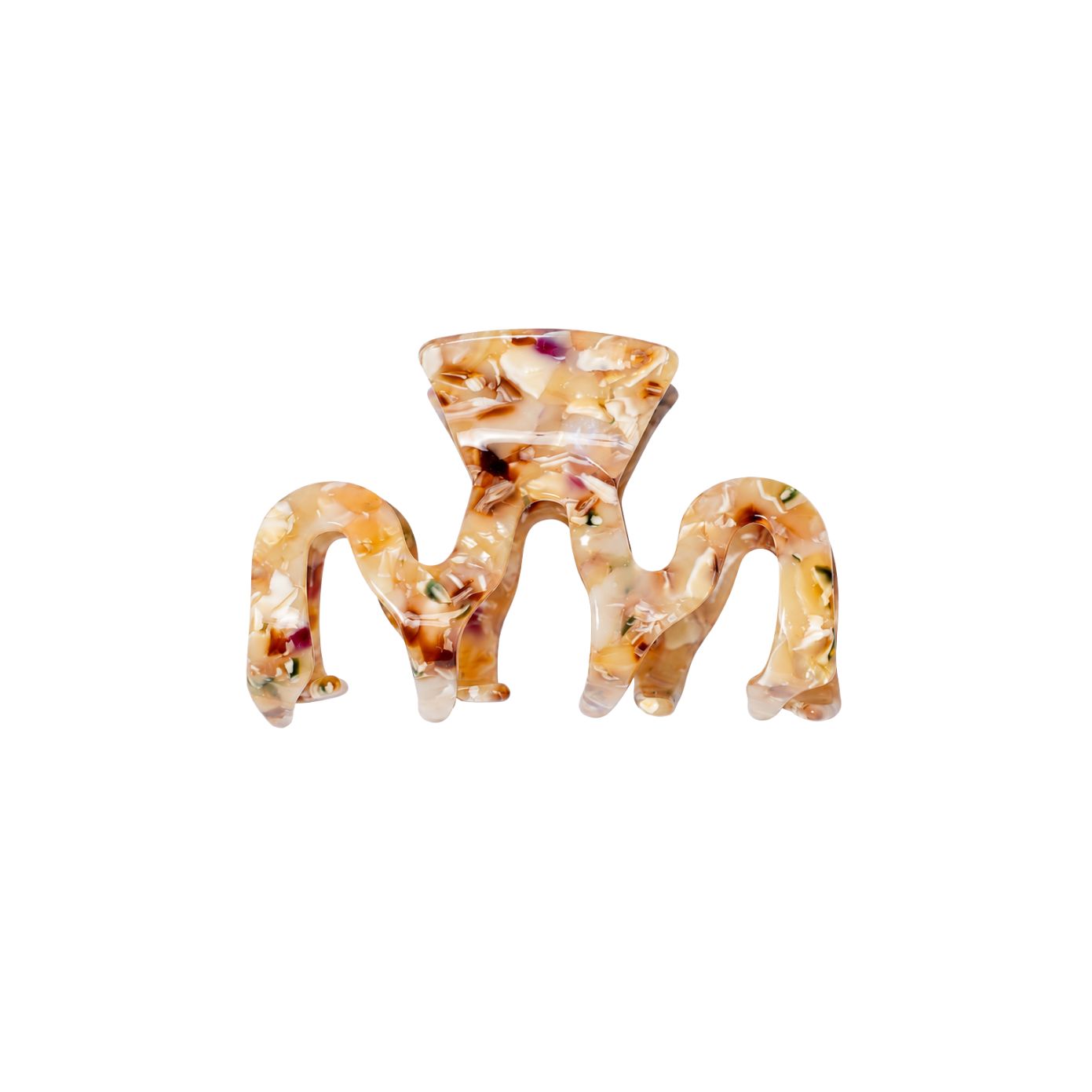 Swiggle wavy claw clip in Marbella cream-and-amber confetti marble cellulose acetate