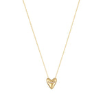 Dainty gold fine chain necklace with a puffed heart pendant and cubic zirconia accent, in 18k gold plating.