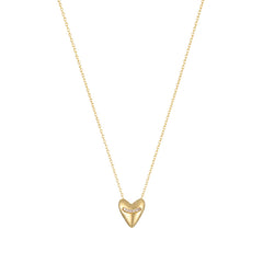 Dainty gold fine chain necklace with a puffed heart pendant and cubic zirconia accent, in 18k gold plating.
