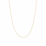 Gold paperclip chain necklace with elongated links, in 18k gold plating.