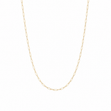 Gold paperclip chain necklace with elongated links, in 18k gold plating.