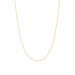 Gold paperclip chain necklace with elongated links, in 18k gold plating.