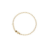 Delicate fine gold paperclip chain bracelet with a lobster clasp and adjustable extender, in 18k gold plating.