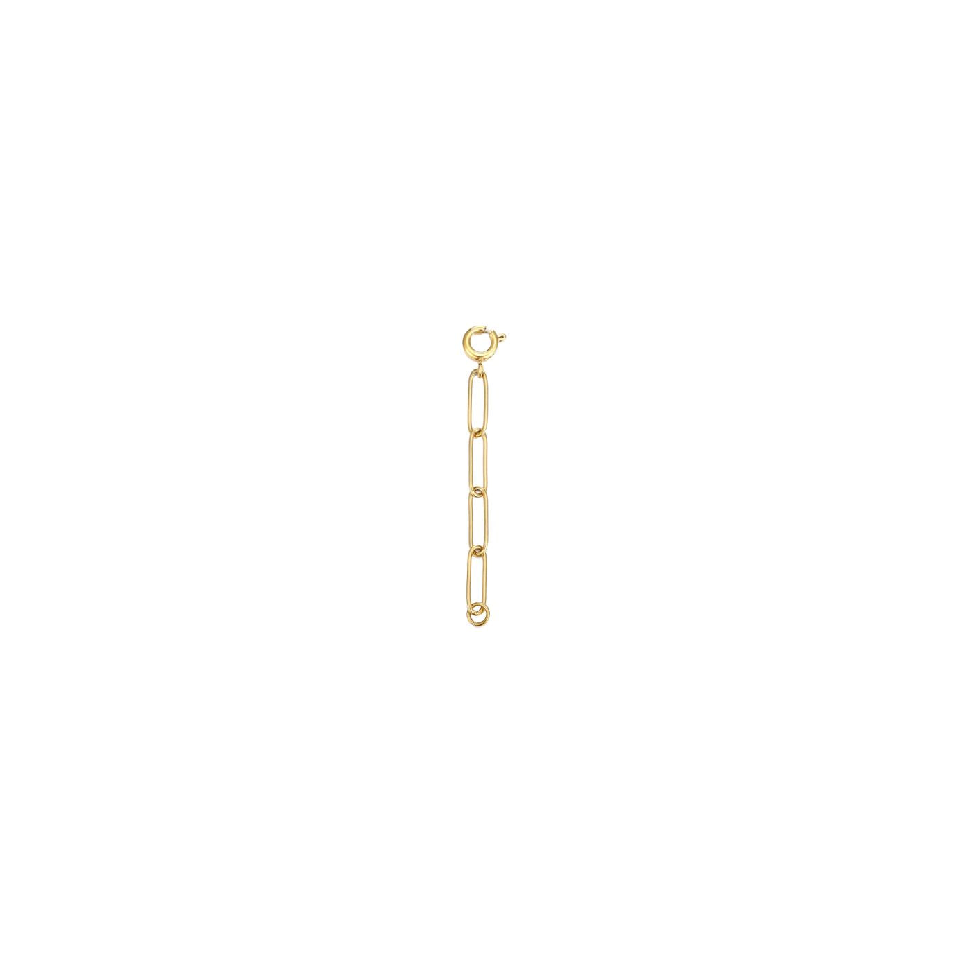 2 inch gold paperclip extender chain with a spring-ring clasp and jump ring, in 18k gold plating.