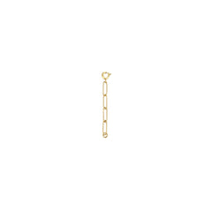 2 inch gold paperclip extender chain with a spring-ring clasp and jump ring, in 18k gold plating.