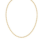 Dainty gold oval-bead chain necklace with a lobster clasp, adjustable extender, and Zoé disc tag, in 18k gold plating.