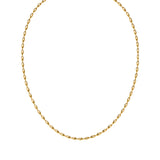 Dainty gold oval-bead chain necklace with a lobster clasp, adjustable extender, and Zoé disc tag, in 18k gold plating.