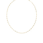 Fine gold chain necklace with a subtle twisted texture, lobster clasp, adjustable extender, and Zoé disc tag, in 18k gold plating.
