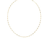 Fine gold chain necklace with a subtle twisted texture, lobster clasp, adjustable extender, and Zoé disc tag, in 18k gold plating.