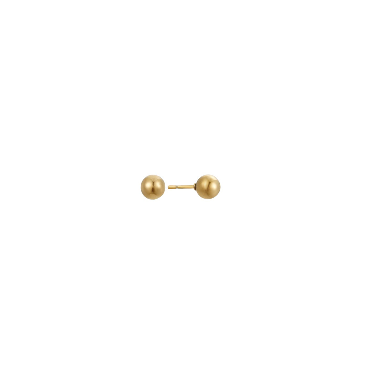 Polished gold sphere ball stud earrings, post-back, in 18k gold plating.